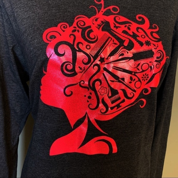 Bella Canvas Charcoal Grey Pink Metallic Tee - Picture 2 of 4